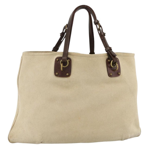 BOTTEGA VENETA Tote Bag Canvas Leather Beige Brown Auth hk3625