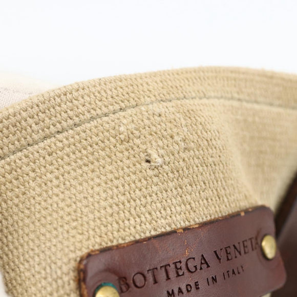 BOTTEGA VENETA Tote Bag Canvas Leather Beige Brown Auth hk3625