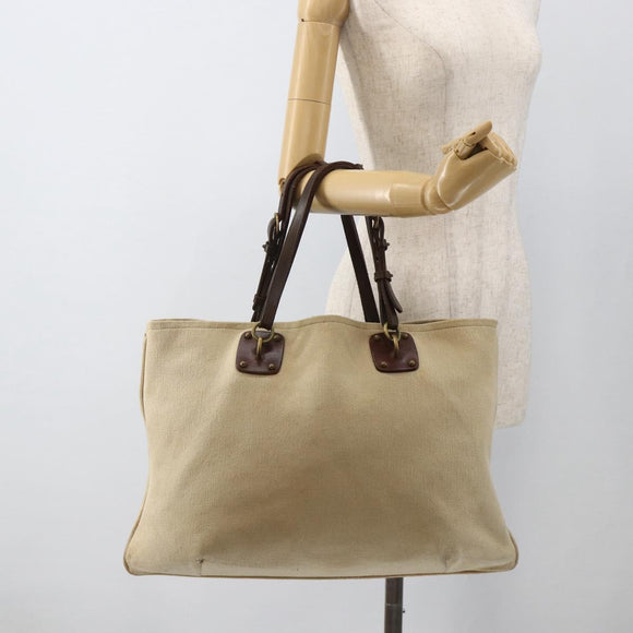 BOTTEGA VENETA Tote Bag Canvas Leather Beige Brown Auth hk3625