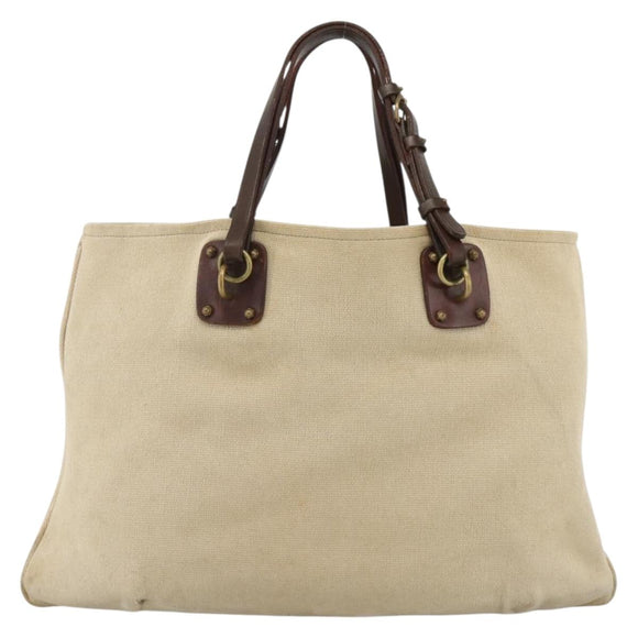 BOTTEGA VENETA Tote Bag Canvas Leather Beige Brown Auth hk3625