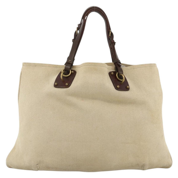 BOTTEGA VENETA Tote Bag Canvas Leather Beige Brown Auth hk3625