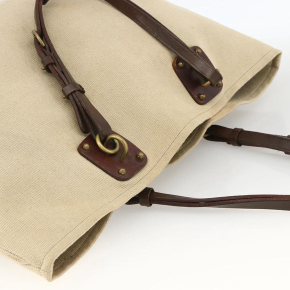 BOTTEGA VENETA Tote Bag Canvas Leather Beige Brown Auth hk3625