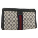 GUCCI GG Supreme Sherry Line Clutch Bag PVC Navy 37 014 2125 Auth hk3626-1