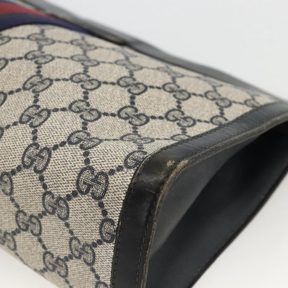 GUCCI GG Supreme Sherry Line Clutch Bag PVC Navy 37 014 2125 Auth hk3626