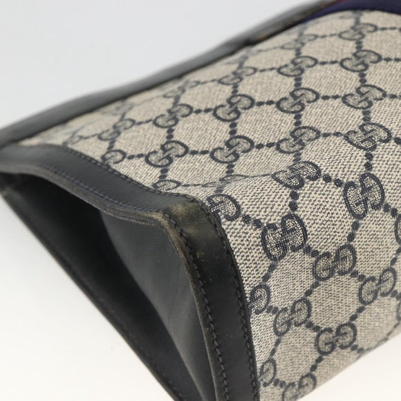 GUCCI GG Supreme Sherry Line Clutch Bag PVC Navy 37 014 2125 Auth hk3626