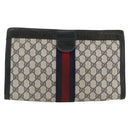 GUCCI GG Supreme Sherry Line Clutch Bag PVC Navy 37 014 2125 Auth hk3626-2