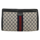 GUCCI GG Supreme Sherry Line Clutch Bag PVC Navy 37 014 2125 Auth hk3626-3