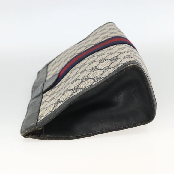 GUCCI GG Supreme Sherry Line Clutch Bag PVC Navy 37 014 2125 Auth hk3626