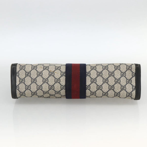GUCCI GG Supreme Sherry Line Clutch Bag PVC Navy 37 014 2125 Auth hk3626