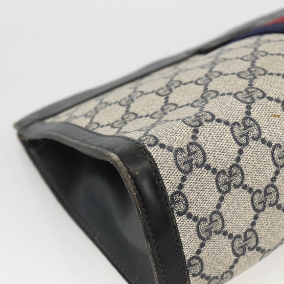 GUCCI GG Supreme Sherry Line Clutch Bag PVC Navy 37 014 2125 Auth hk3626