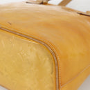 LOUIS VUITTON Monogram Vernis Houston Hand Bag Lime Yellow M91055 LV Auth hk3628-9