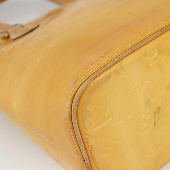 LOUIS VUITTON Monogram Vernis Houston Hand Bag Lime Yellow M91055 LV Auth hk3628