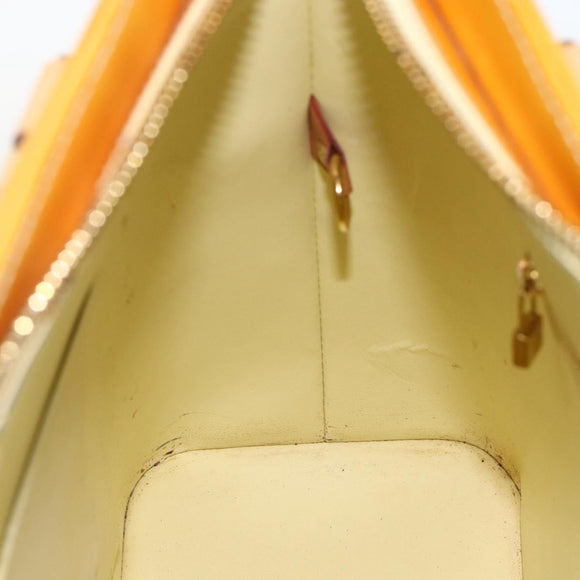 LOUIS VUITTON Monogram Vernis Houston Hand Bag Lime Yellow M91055 LV Auth hk3628
