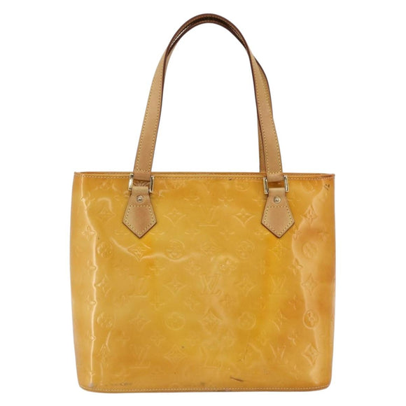 LOUIS VUITTON Monogram Vernis Houston Hand Bag Lime Yellow M91055 LV Auth hk3628