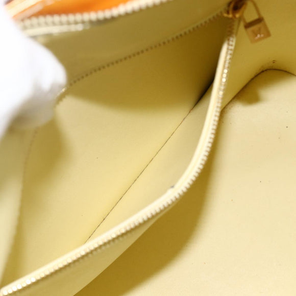 LOUIS VUITTON Monogram Vernis Houston Hand Bag Lime Yellow M91055 LV Auth hk3628