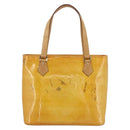 LOUIS VUITTON Monogram Vernis Houston Hand Bag Lime Yellow M91055 LV Auth hk3628-2