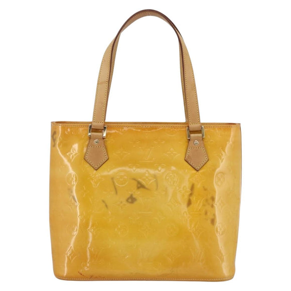 LOUIS VUITTON Monogram Vernis Houston Hand Bag Lime Yellow M91055 LV Auth hk3628