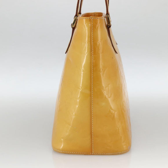 LOUIS VUITTON Monogram Vernis Houston Hand Bag Lime Yellow M91055 LV Auth hk3628