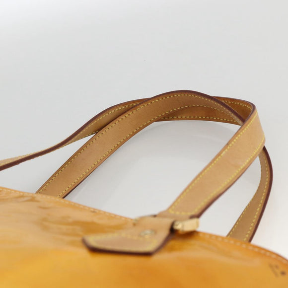 LOUIS VUITTON Monogram Vernis Houston Hand Bag Lime Yellow M91055 LV Auth hk3628