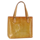 LOUIS VUITTON Monogram Vernis Houston Hand Bag Beige M91004 LV Auth hk3629-1