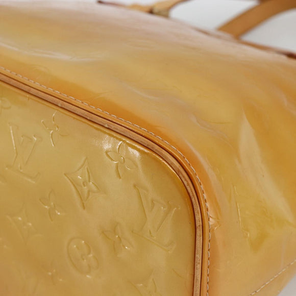 LOUIS VUITTON Monogram Vernis Houston Hand Bag Beige M91004 LV Auth hk3629