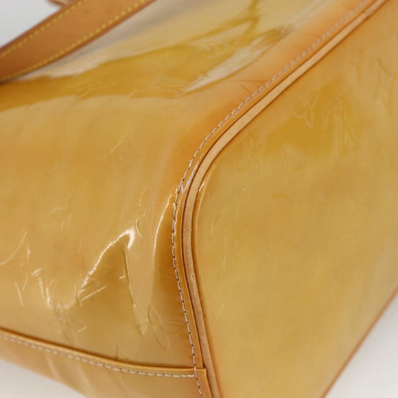 LOUIS VUITTON Monogram Vernis Houston Hand Bag Beige M91004 LV Auth hk3629