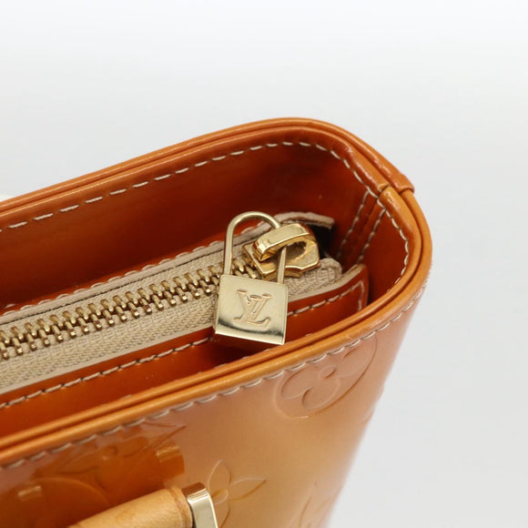 LOUIS VUITTON Monogram Vernis Houston Hand Bag Beige M91004 LV Auth hk3629