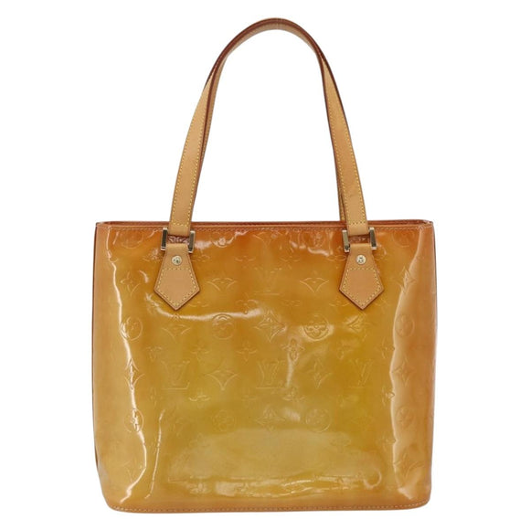 LOUIS VUITTON Monogram Vernis Houston Hand Bag Beige M91004 LV Auth hk3629