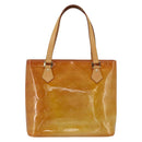 LOUIS VUITTON Monogram Vernis Houston Hand Bag Beige M91004 LV Auth hk3629-2