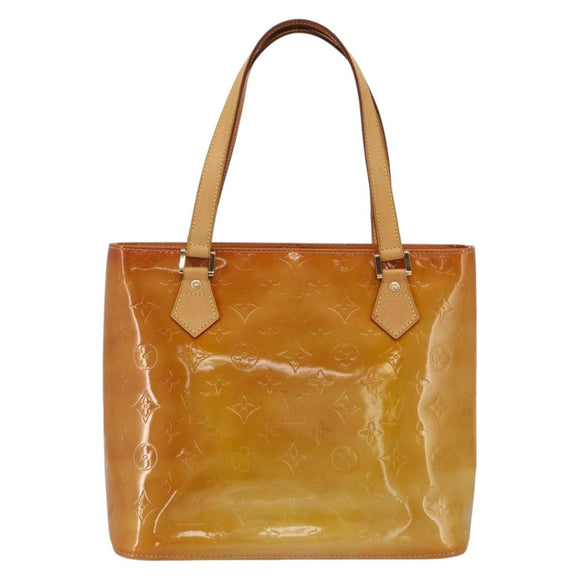 LOUIS VUITTON Monogram Vernis Houston Hand Bag Beige M91004 LV Auth hk3629