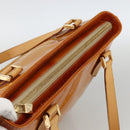 LOUIS VUITTON Monogram Vernis Houston Hand Bag Beige M91004 LV Auth hk3629-6