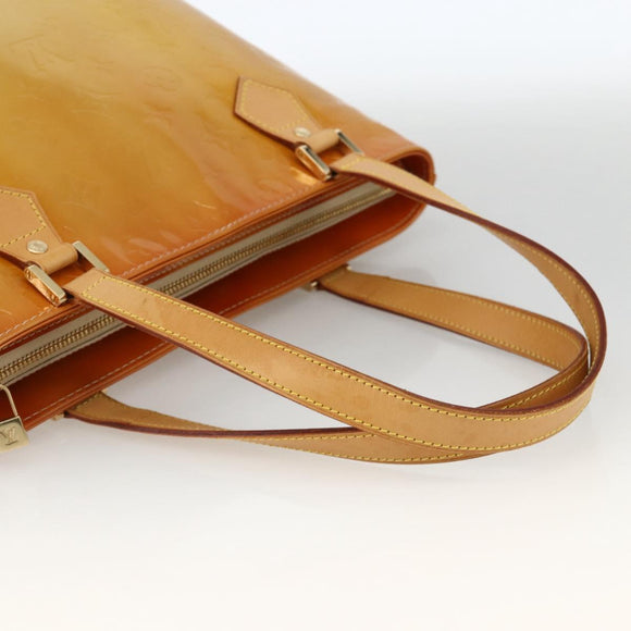 LOUIS VUITTON Monogram Vernis Houston Hand Bag Beige M91004 LV Auth hk3629