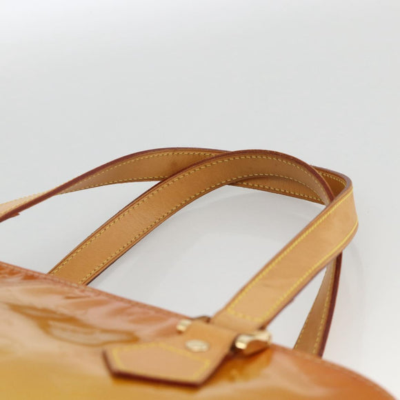 LOUIS VUITTON Monogram Vernis Houston Hand Bag Beige M91004 LV Auth hk3629