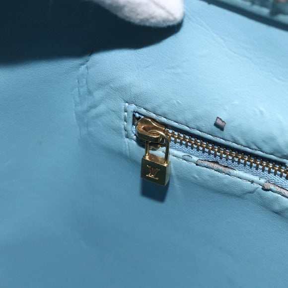 LOUIS VUITTON Monogram Vernis Houston Hand Bag Baby Blue M91005 LV Auth hk3630