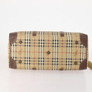 Burberrys Nova Check Boston Bag PVC 2way Beige Gold Auth hk3640-5