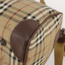 Burberrys Nova Check Boston Bag PVC 2way Beige Gold Auth hk3640-16