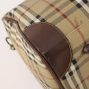 Burberrys Nova Check Boston Bag PVC 2way Beige Gold Auth hk3640-17
