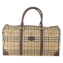 Burberrys Nova Check Boston Bag PVC 2way Beige Gold Auth hk3640-13