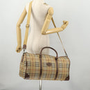Burberrys Nova Check Boston Bag PVC 2way Beige Gold Auth hk3640-26