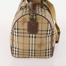 Burberrys Nova Check Boston Bag PVC 2way Beige Gold Auth hk3640-3