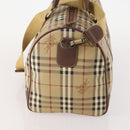 Burberrys Nova Check Boston Bag PVC 2way Beige Gold Auth hk3640-4