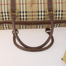 Burberrys Nova Check Boston Bag PVC 2way Beige Gold Auth hk3640-8
