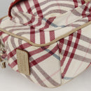 BURBERRY Nova Check Blue Label Bag Canvas Leather White Silver Auth hk3641A-14