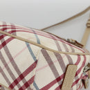 BURBERRY Nova Check Blue Label Bag Canvas Leather White Silver Auth hk3641A-15
