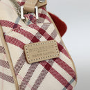 BURBERRY Nova Check Blue Label Bag Canvas Leather White Silver Auth hk3641A-17