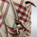 BURBERRY Nova Check Blue Label Bag Canvas Leather White Silver Auth hk3641A-10