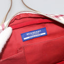 BURBERRY Nova Check Blue Label Bag Canvas Leather White Silver Auth hk3641A-18