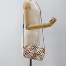 BURBERRY Nova Check Blue Label Bag Canvas Leather White Silver Auth hk3641A-24