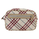 BURBERRY Nova Check Blue Label Bag Canvas Leather White Silver Auth hk3641A-2