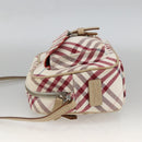 BURBERRY Nova Check Blue Label Bag Canvas Leather White Silver Auth hk3641A-3